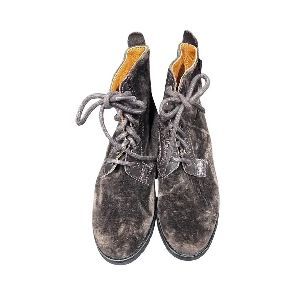 PENELOPE CHILVERS Rodriguez Velvet Boots Lace-Up Brown EU 37 US 6